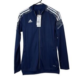 NWT Adidas Condivo 21 Track Jacket Size S Navy Blue White Primeblue 3 Stripe